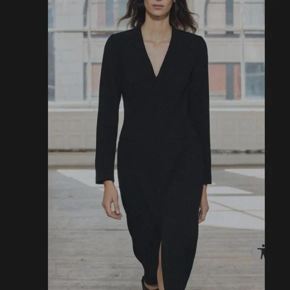 Elegant Black V-Neck Dress by Zara, Medium - Picture 5 of 10